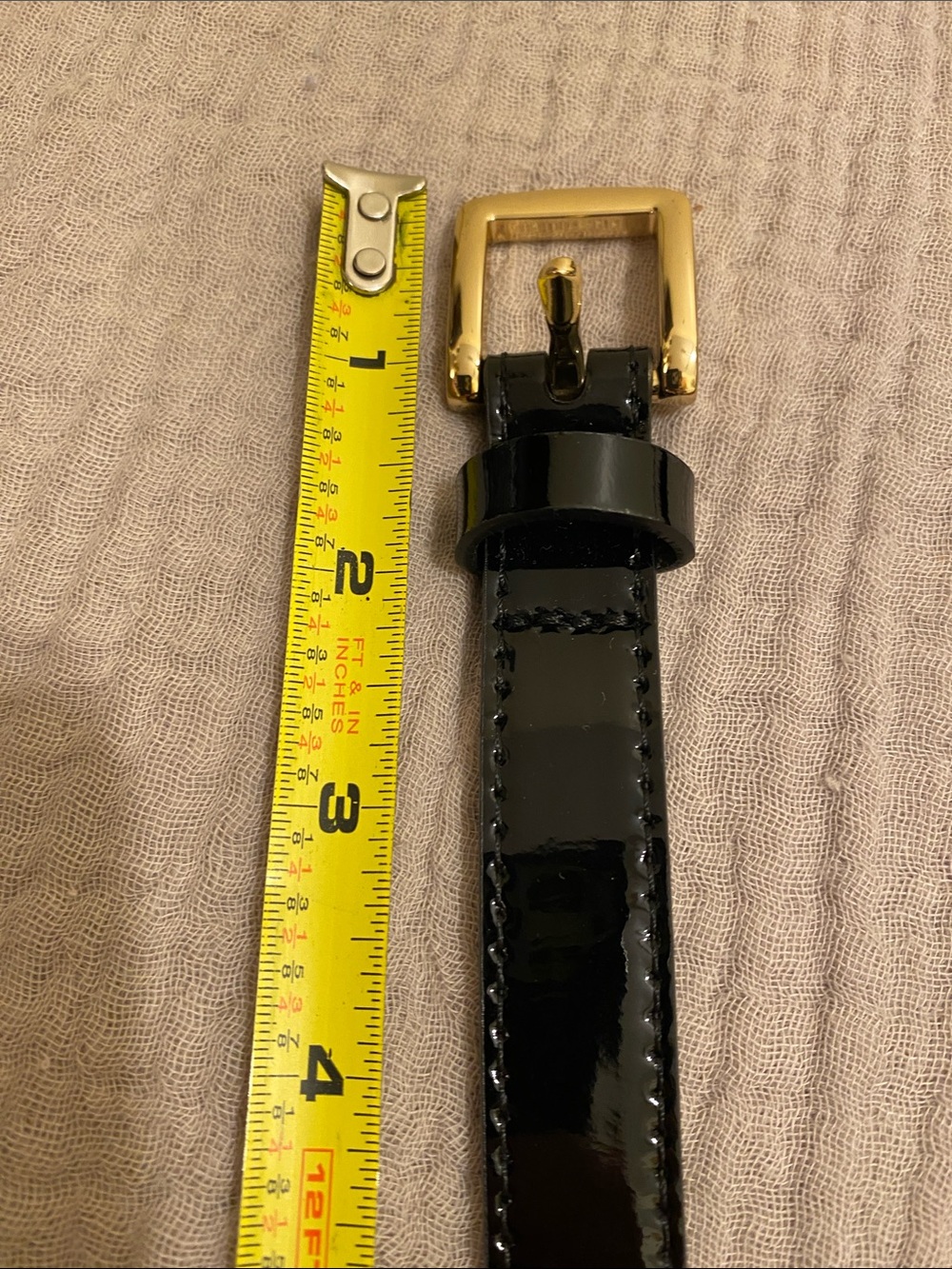 J. Crew Black Patent Leather Belt with Gold Buckle. Size S - Picture 5 of 7